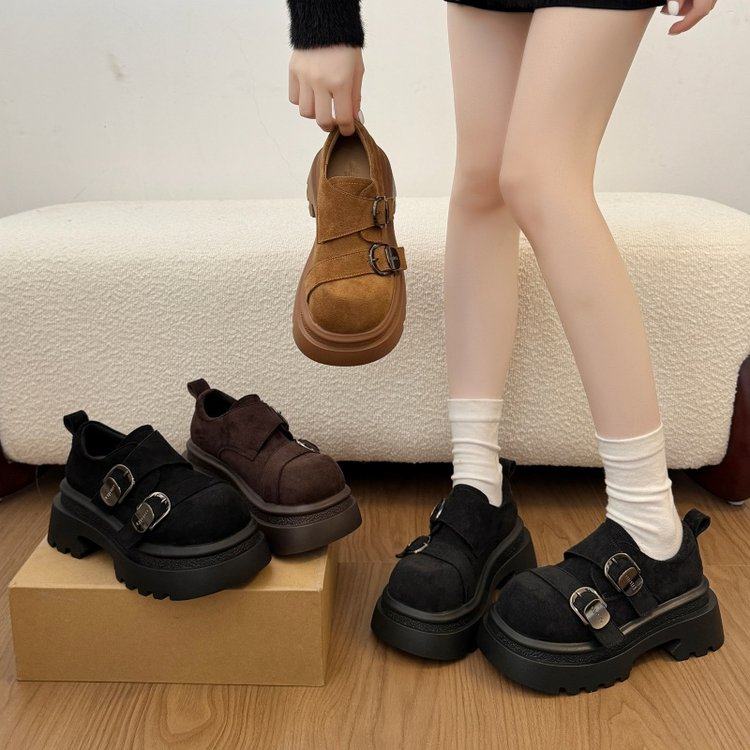 2026春秋季新款深口单鞋女牛反绒磨砂皮棉复古棕色增高舒适单鞋女,淘宝优惠券,粉丝福利购,淘宝优惠卷