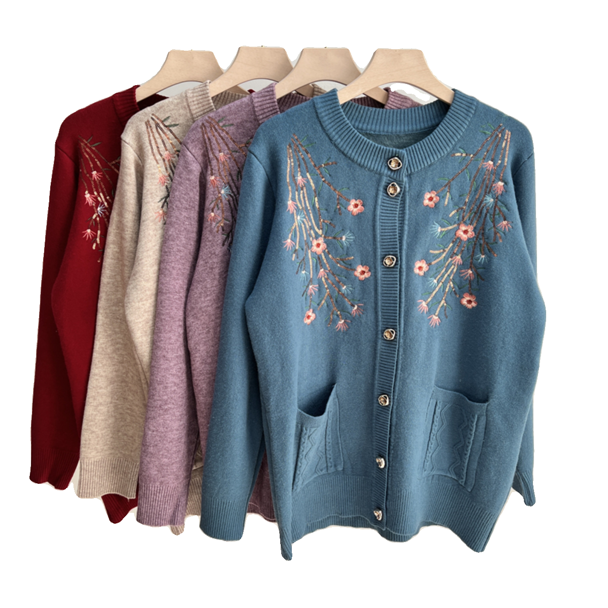 中老年女装奶奶装秋冬加绒加厚保暖外套洋气上衣妈妈针织羊毛开衫,淘宝优惠券,粉丝福利购,淘宝优惠卷