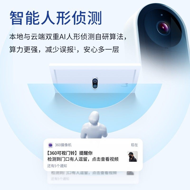 360可视门铃6Pro家用智能门铃电子猫眼带摄像头无线WiFi连手机远程门口可视监控不插电免打孔防盗门镜