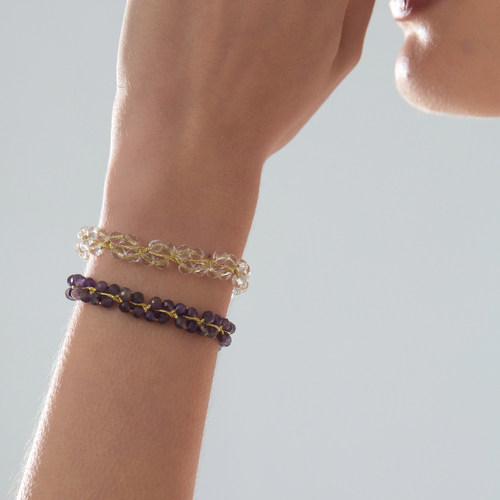 aiden candice天然水晶编织手串葡萄紫水晶好运手链戴简约高级 - 图0