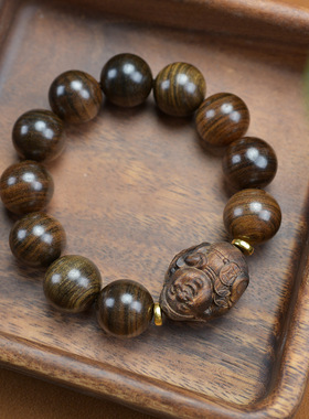 沉贵宝棋楠沉香木手串男沉水佛珠虎斑纹民族风女款手链饰品收藏品