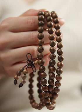 老料鸡翅木手串佛珠念珠108颗复古风男女士手链持礼品