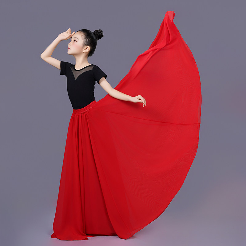 儿童舞蹈半身裙大摆雪纺古典舞民族舞新疆舞蹈裙长裙中国舞演出服,淘宝优惠券,粉丝福利购,淘宝优惠卷