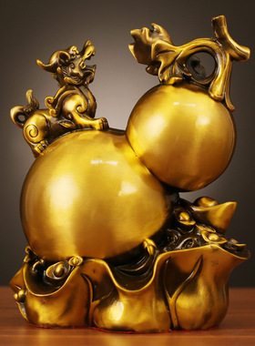 纯黄铜福禄寿葫芦貔貅摆件招财镇宅家居客厅玄关办公室桌面装饰品