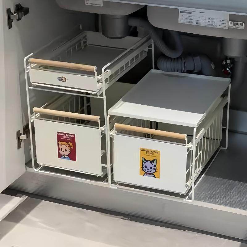 厨房下水槽置物架家用抽拉式台面收纳架多功能橱柜拉篮分层架子,淘宝优惠券,粉丝福利购,淘宝优惠卷