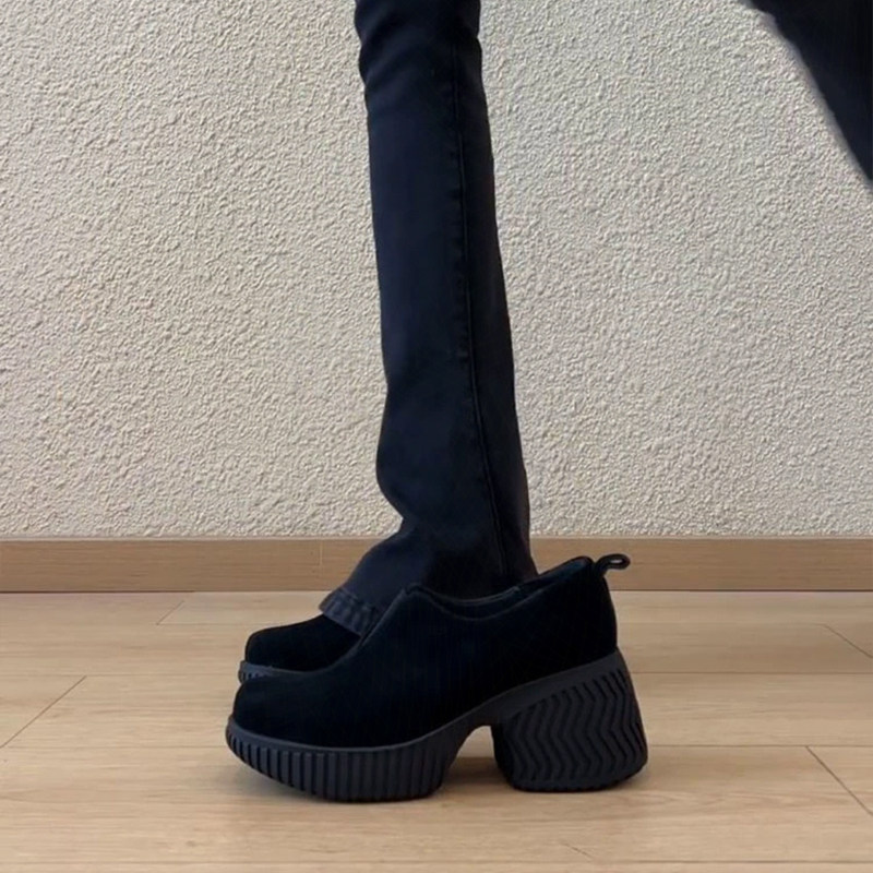 羊皮版秋冬新款气质复古厚底粗跟8cm真皮百搭时尚深口一脚蹬单鞋,淘宝优惠券,粉丝福利购,淘宝优惠卷