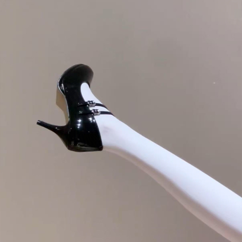 野孩子法式绝美小高跟鞋女气质高级不累脚日常百搭黑色玛丽珍单鞋 - 图2