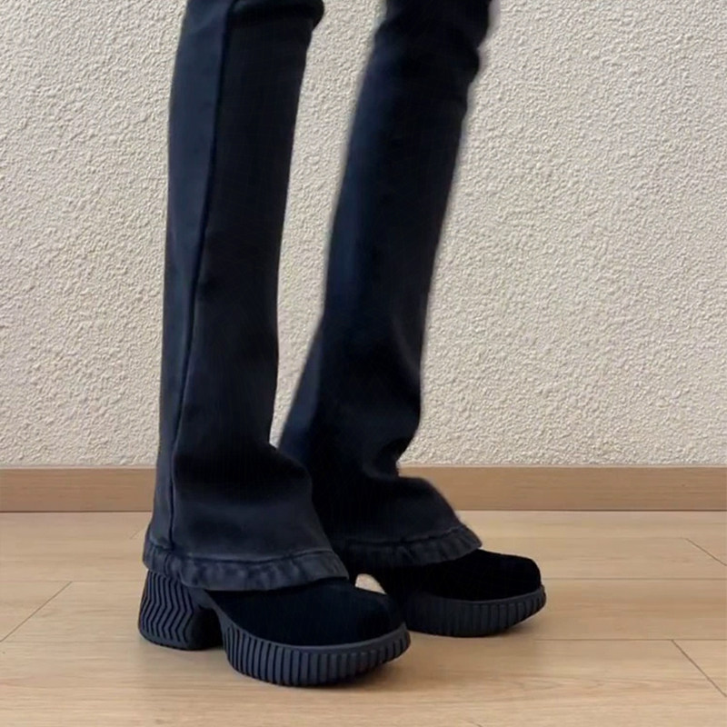 羊皮版秋冬新款气质复古厚底粗跟8cm真皮百搭时尚深口一脚蹬单鞋,淘宝优惠券,粉丝福利购,淘宝优惠卷