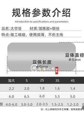 渔人坊太空豆硅胶无痕磨砂竞技紧黑坑批发渔具主线小配件散100粒