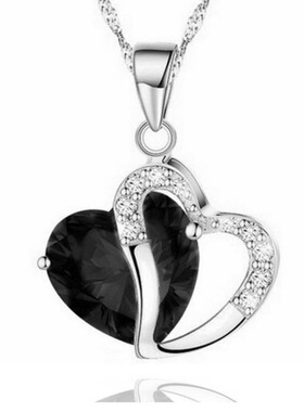 吊坠春夏桃心形饰品热卖浪漫气质美丽个性新款微镶项链紫项链心扉