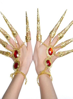 舞蹈长指甲饰品肚皮舞装饰品甲片爆闪中长款印度配饰品配饰指套