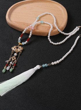 古风蝴蝶背云汉服配饰马面裙流苏项链搭配高级感颈饰上衣压襟女童