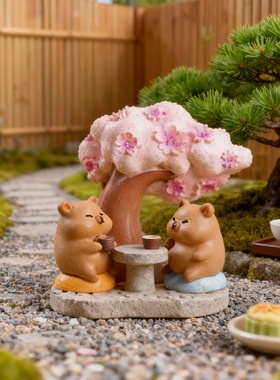 可爱小熊树脂摆件庭院樱花装饰