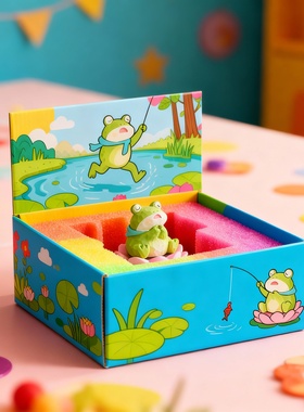 创意青蛙桌面装饰摆件礼品盒