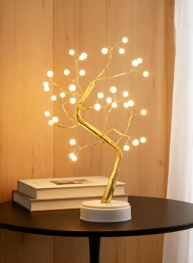 LED金色树枝台灯DIY创意摆件