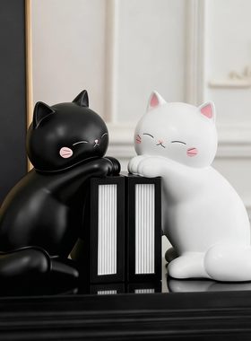 可爱治愈系猫咪书挡书桌面装饰品创意家居电视柜酒柜摆件生日礼物