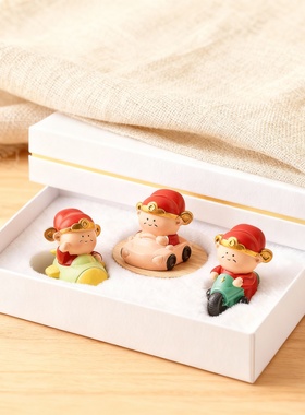 卡通财神手工收纳摆件三件套