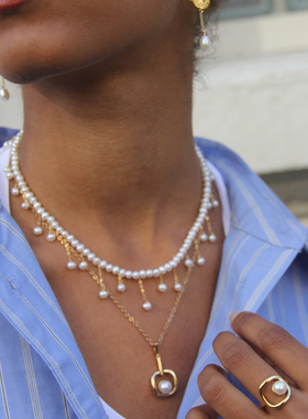 孟子义同款JFB雨滴珍珠项链女