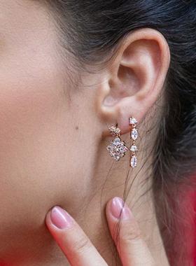 JFB法国进口几何冰钻18K厚包金项链耳钉戒指手链女法式高级简约