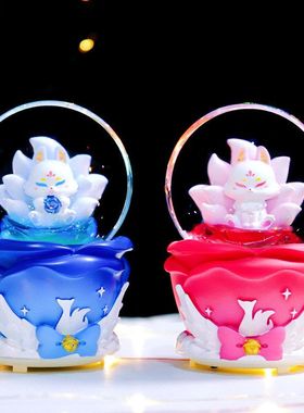 内旋送玫瑰闺蜜水晶球八音盒旋转
