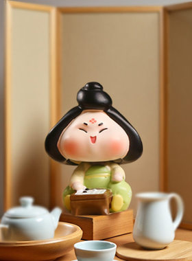 新款桌面摆件古风国潮唐妞驾到琴棋书画摇头摆件节日礼品装饰