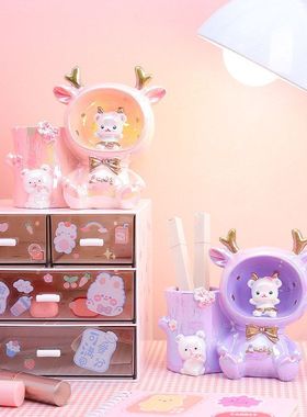 笔筒兔办公桌摆件发光贝拉小夜灯