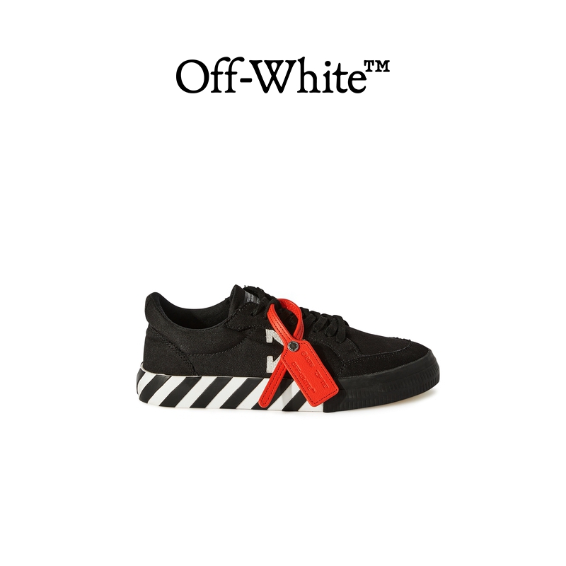 【年中5折起】OFF-WHITE 男士黑色帆布低帮硫化运动鞋 - 图3