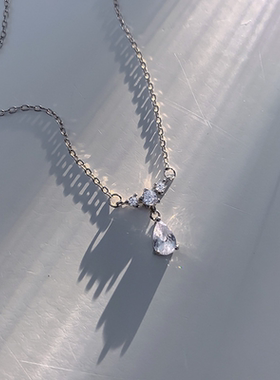 韩式ins潮流温柔气质锆石水滴项链 冷淡风简约超仙闺蜜锁骨链女
