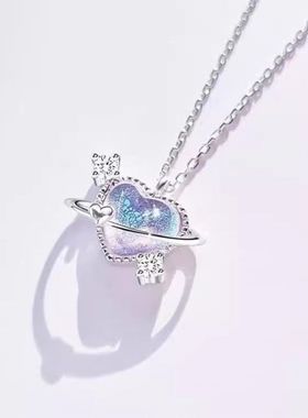 星月糖闺蜜梦幻变色星空项链女可爱简约星星月亮锁骨链女