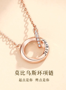S925纯银莫比乌斯环项链女轻奢小众设计感高级锁骨链2025新款爆款