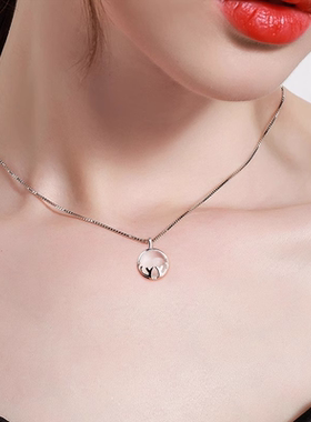 S925小鹿纯银项链小众高级感锁骨链千足银吊坠送女朋友情人节礼物