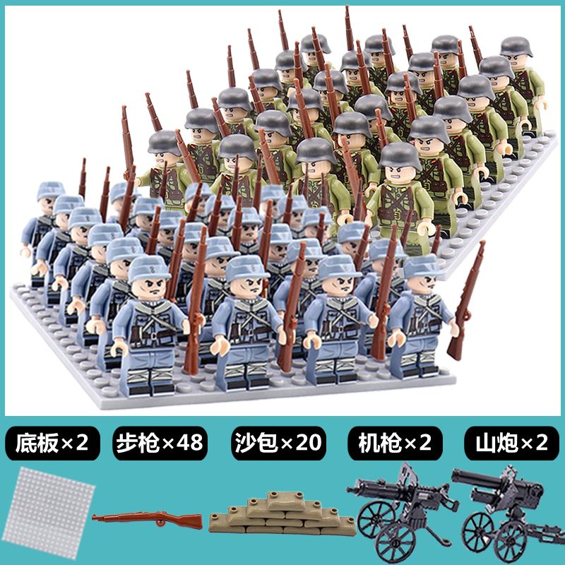 中国积木二战八路军事人仔八国军团德苏方阵积木拼装男孩批发玩具 - 图2