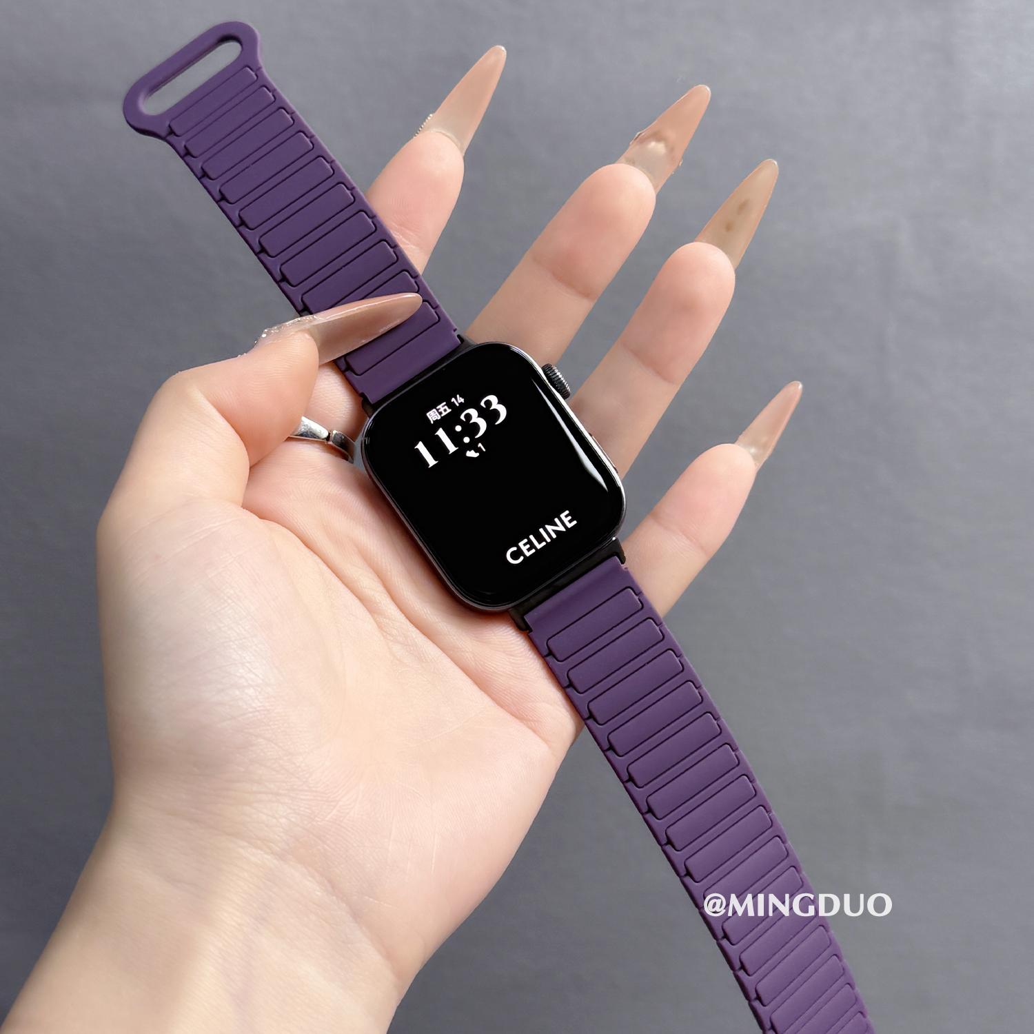 梅紫色适用小米手环9pro表带8pro腕带三株磁吸硅胶智能红米手表redmiwatch6/5/4女运动时尚透气nfc表链替换带 - 图2