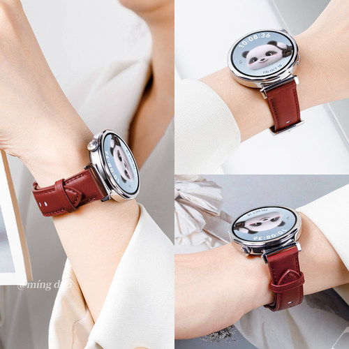 适用华为gt5/6手表gt4表带新款watchgt5pro女款真皮watchgt4智能官方同款瑞红色fit3/2/41mm按键款按压式腕带 - 图3