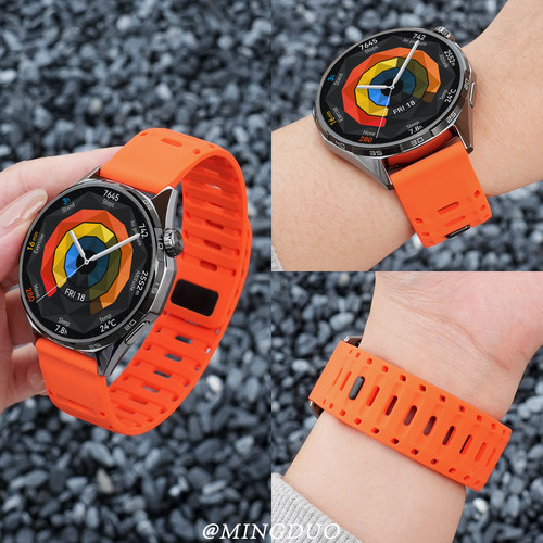 鸣铎适用华为GT6表带watchgt5手表gt4男款鲨鱼钉扣watch5新款腕带磁吸硅胶watch4镂空透气运动pro夏天高级感6 - 图1