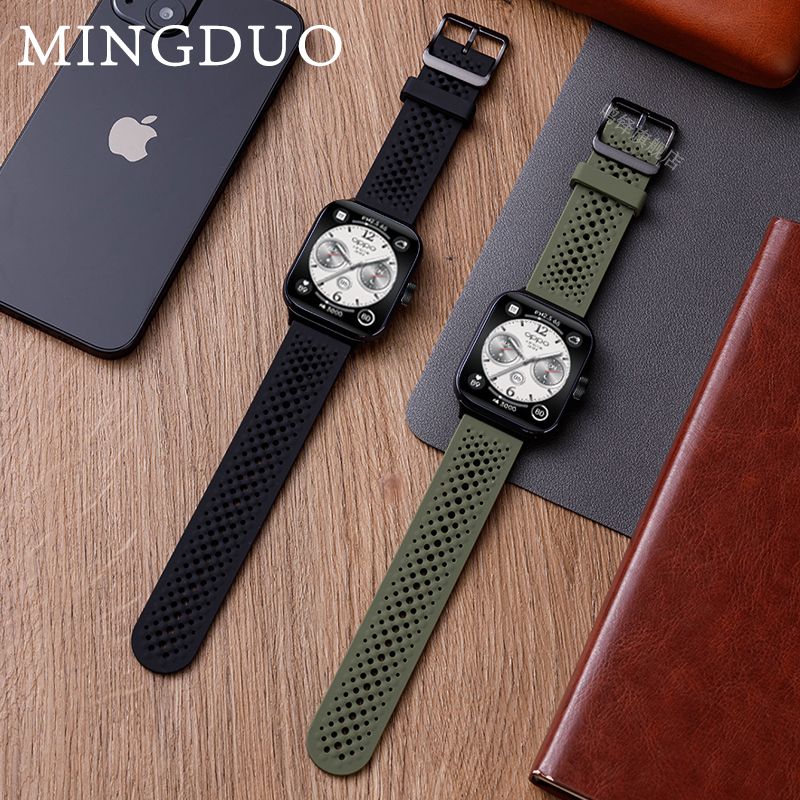 适用oppowatch4pro手表3Pro表带watchx新款液态硅胶一加手表2洞洞透气oppowatchX3/2/1代se腕带oneplus替换带