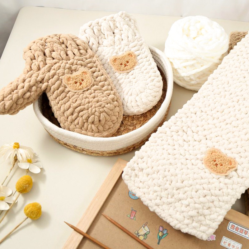 小熊手套手编珊瑚绒冰条线diy手工毛线团钩织材料包钩针编织成品,淘宝优惠券,粉丝福利购,淘宝优惠卷