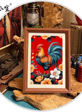 鸡生肖【画小宝】纯手工带框十二生肖高档礼品字画摆挂件装饰画鸡