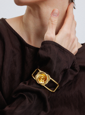 达弥玫瑰系列拉丝玫瑰花开口戒