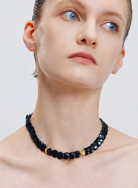 达弥浮雕玫瑰黑玛瑙CHOKER项链