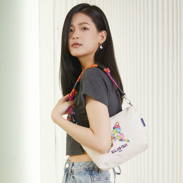 April new embroidered zippered shoulder bag crossbody bag dual-purpose underarm bag mobile phone cosmetic storage square bag
