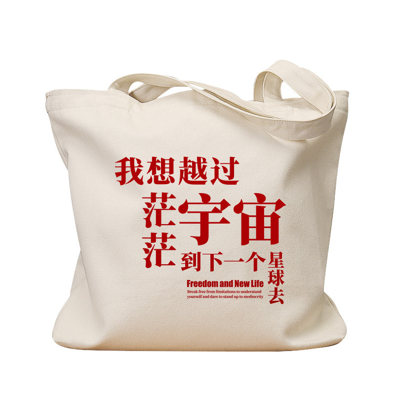 我想越过宇宙帆布袋女包手提袋环保购物大容量袋子男学生上班定制,淘宝优惠券,粉丝福利购,淘宝优惠卷