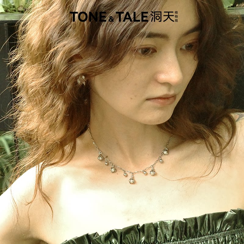 洞天TONETALE玉兰满枝锁骨链女好看简约气质新款项链玉兰花金银色