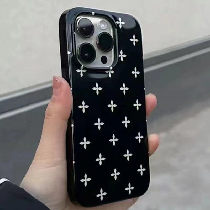 简约ins风小花适用iPhone16promax好看的手机壳17PRO苹果15plus黑色14硅胶13小众12软套11防摔XS女XR磨砂Air