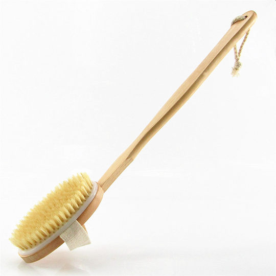 Curved handle detachable bristle bath brush with soft horse bristle