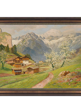 古典风景油画客厅沙发背景墙酒店会所别墅装饰画美式挂画壁画