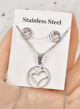 ins跨境爱心外贸不锈钢 欧美潮流复古几何不掉色耳环吊坠钛钢饰品