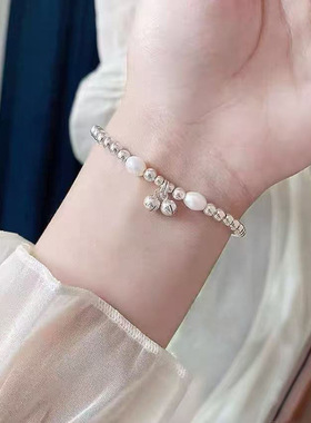 S925纯银珍珠手链女碎银子简约手串温柔可爱手环高级感手饰配饰