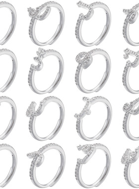 欧美ins风铜镶满锆阿拉伯字母戒指女复古个性字母开口指环VJ632