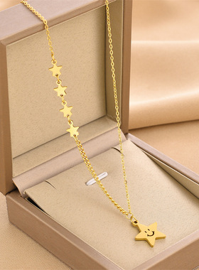跨进时尚钛钢项链女不掉色百搭五角星钛钢吊坠热卖款气质项链饰品